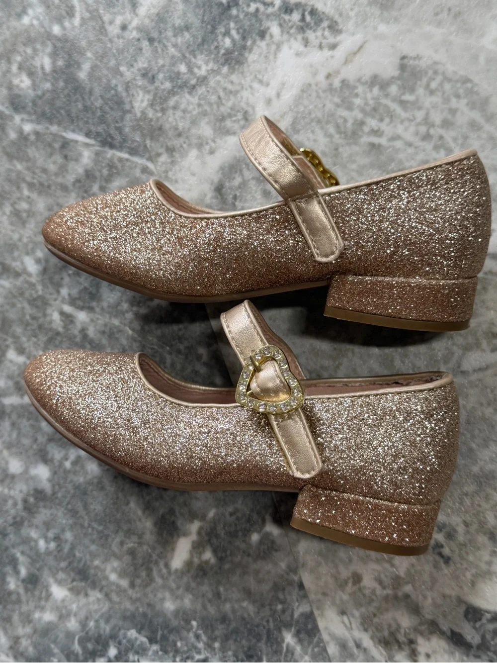 Girls Glitter Mary Jane Dress Shoes in Rose Gold
